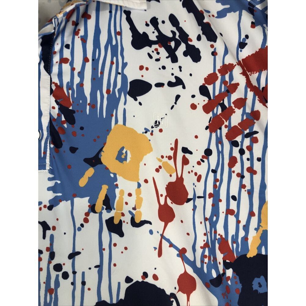 HRESKI Men's Golf Polo Shirt Size 2XL Hand Print / Paint Splatter - Picture 7 of 12
